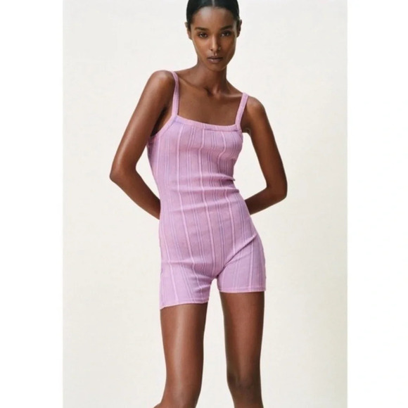 Zara Ribbed Tie Dye Jumpsuit Romper Bloggers Fav Small - Picture 1 of 9